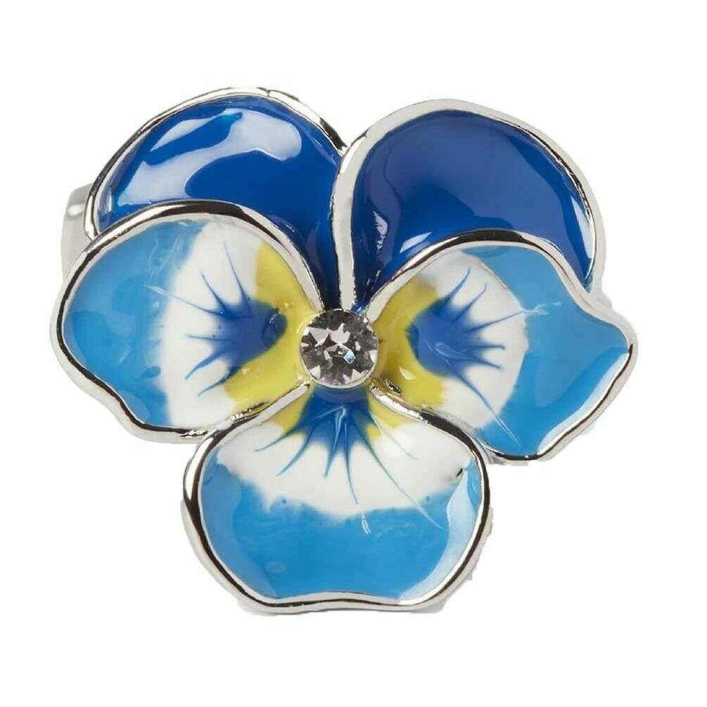 Simon Carter English Country Garden Pansy Cufflinks - Blue/Silver - Image 2