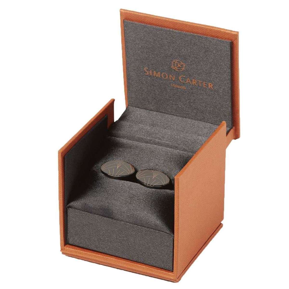 Simon Carter Fan Print Cufflinks - Gunmetal Grey - Image 2