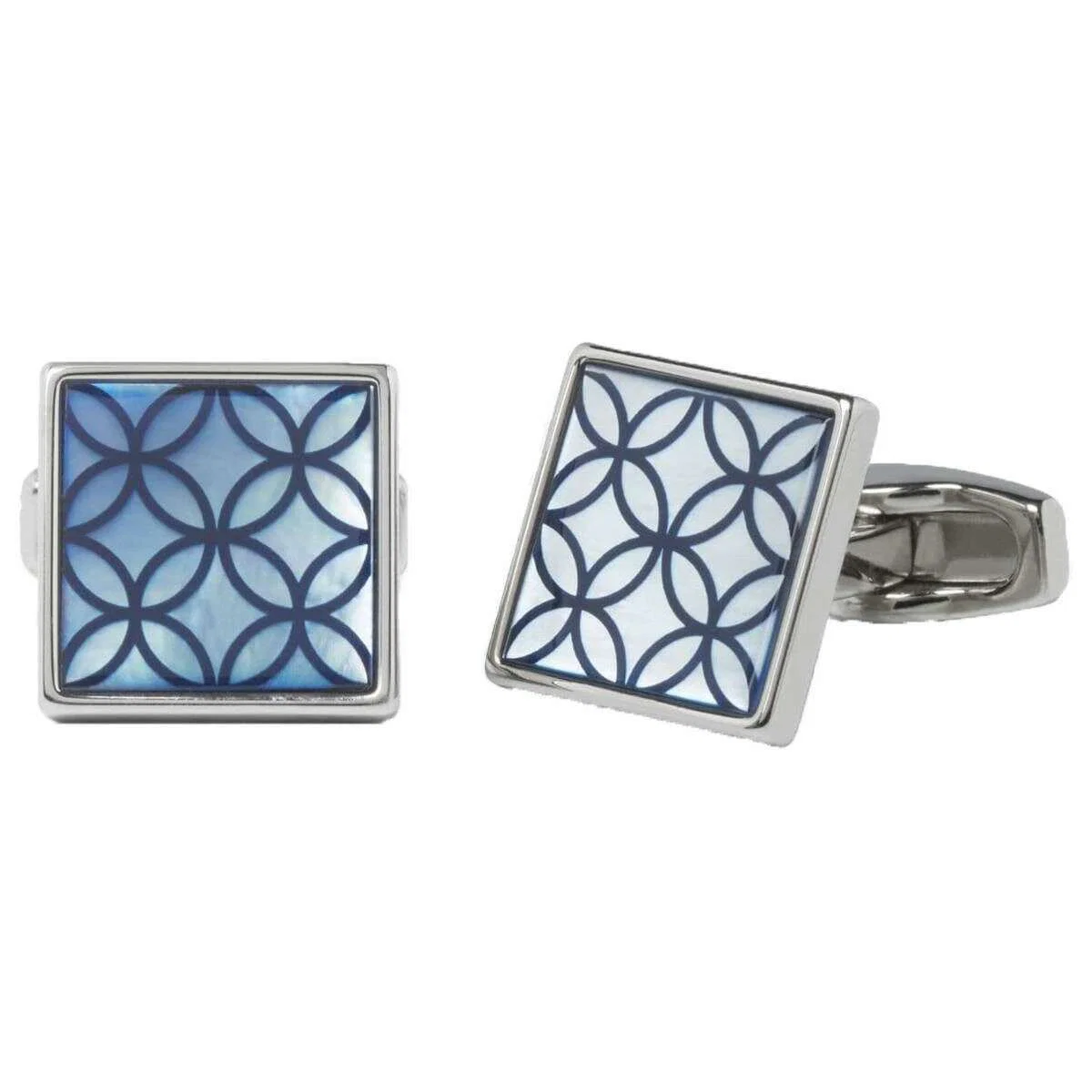 Simon Carter Geo Petal Mother of Pearl Cufflinks - Blue/Silver