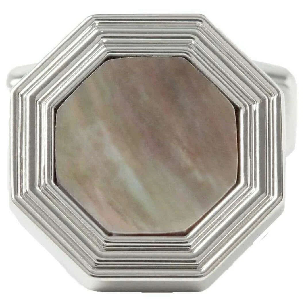 Simon Carter Monty Mother of Pearl Cufflinks - Grey/Silver - Image 2