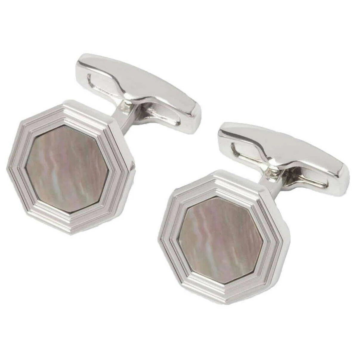 Simon Carter Monty Mother of Pearl Cufflinks - Grey/Silver - Image 3