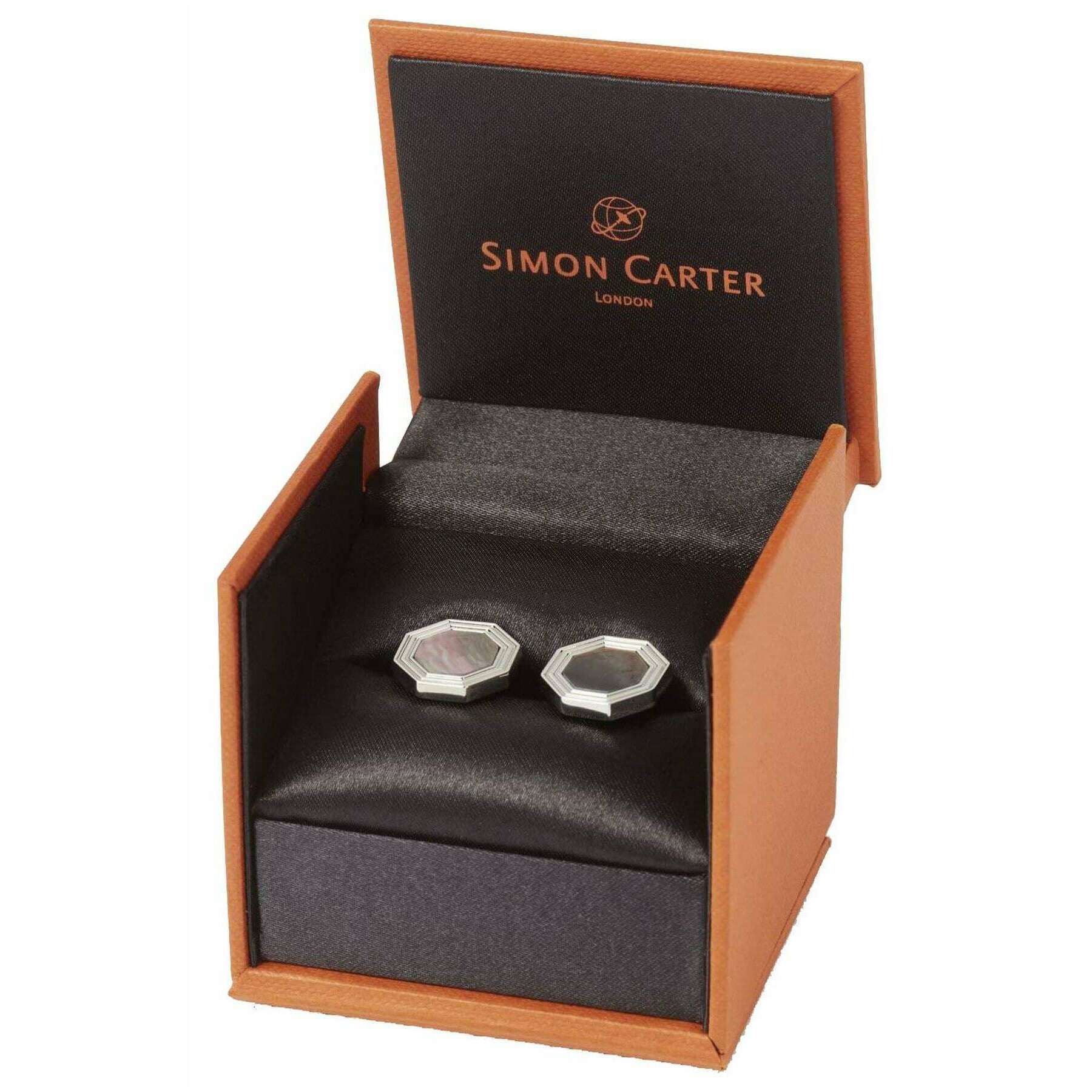 Simon Carter Monty Mother of Pearl Cufflinks - Grey/Silver - Image 4