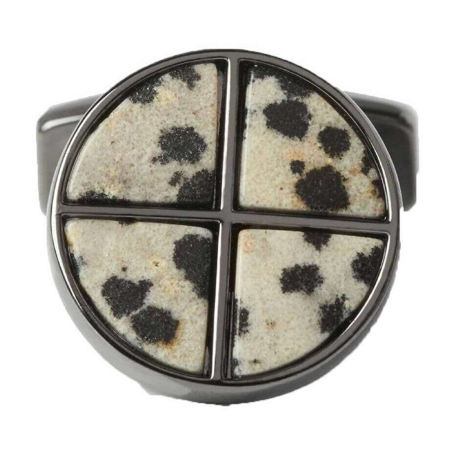 Simon Carter Quadrant Dalmatian Jasper Gunmetal Cufflinks - White/Black/Grey - Image 2