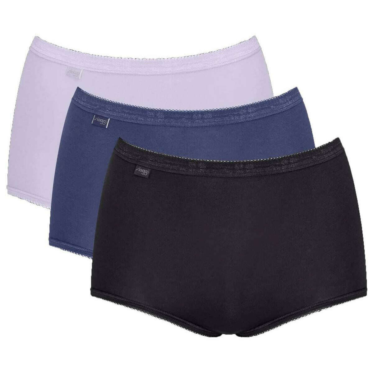Sloggi 3 Pack Basic+ Maxi Knickers - Blue/Black