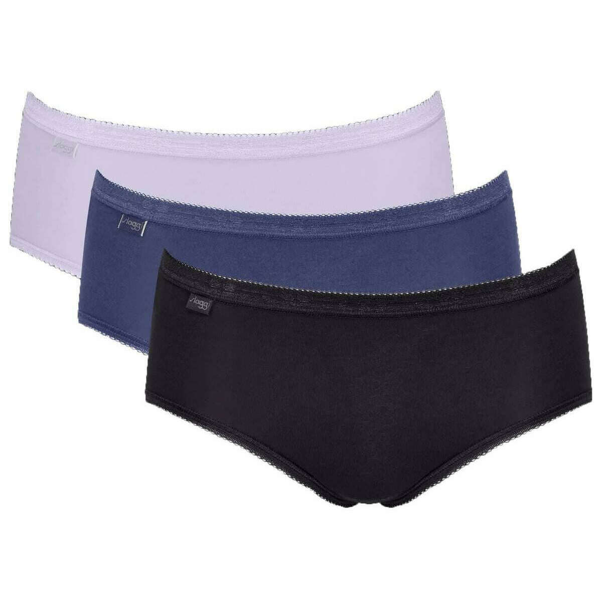 Sloggi 3 Pack Basic+ Midi Knickers - Blue/Black