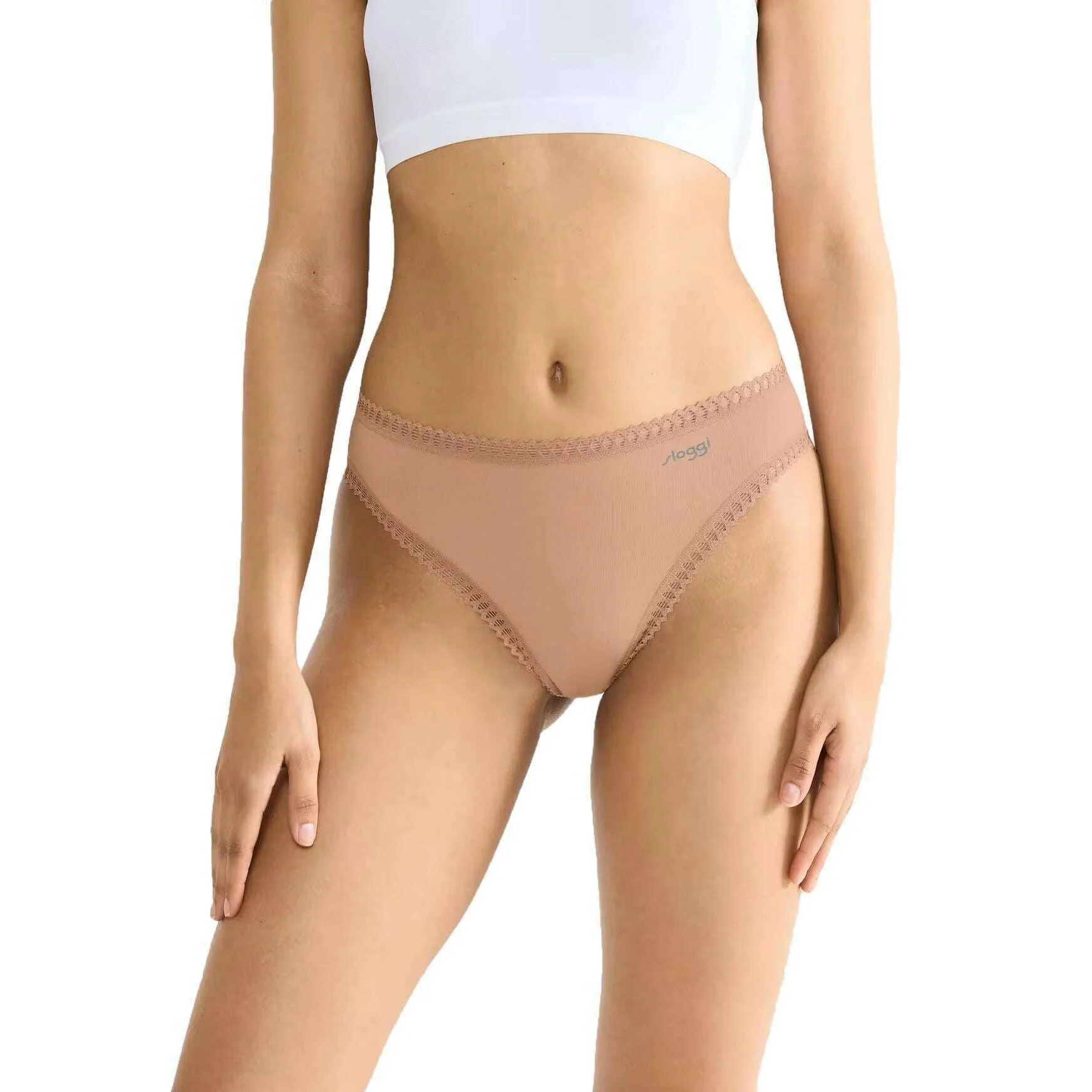 Sloggi 3 Pack GO Crush High Leg Briefs - Cameo Brown - Image 4