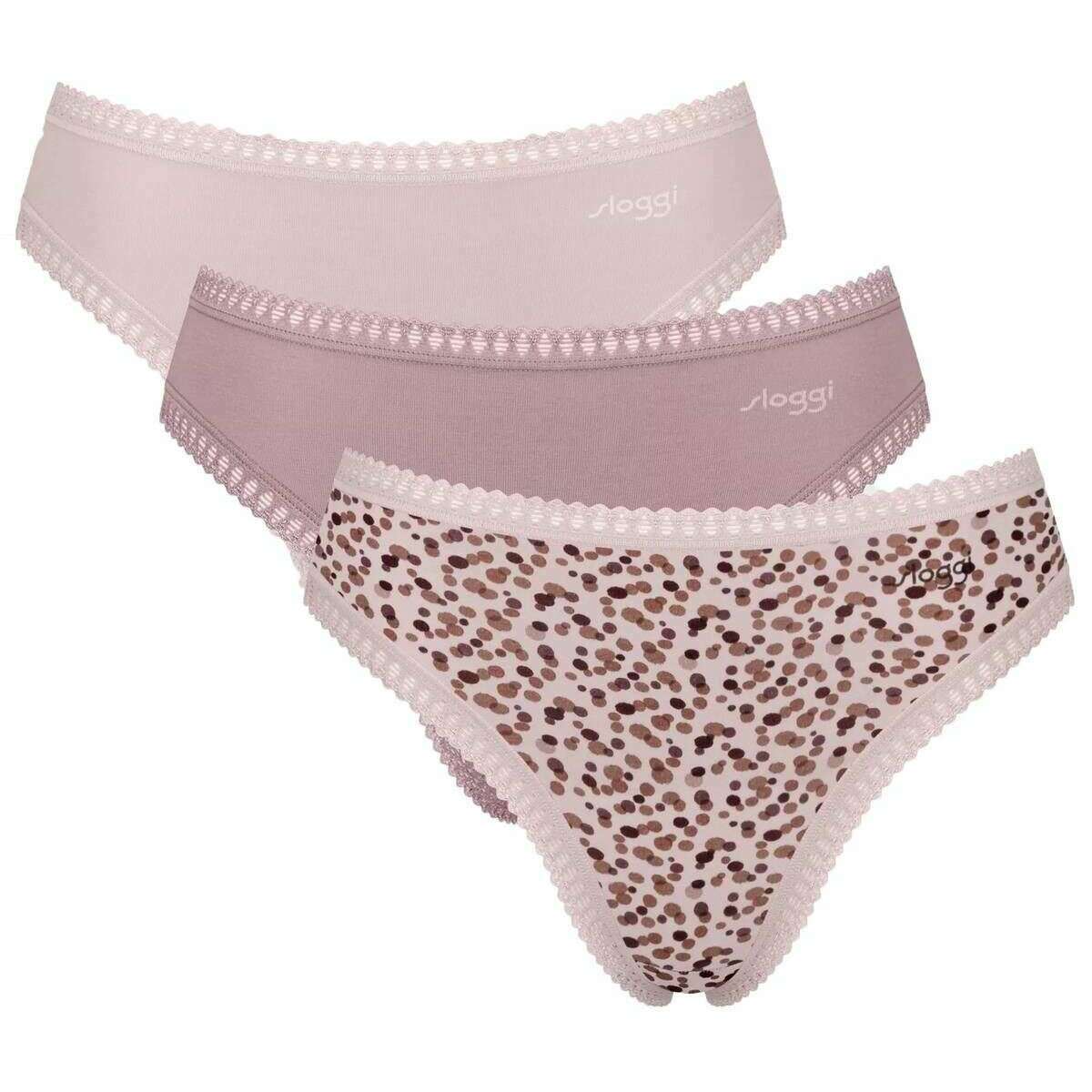 Sloggi 3 Pack GO Crush High Leg Briefs - Pink Combination