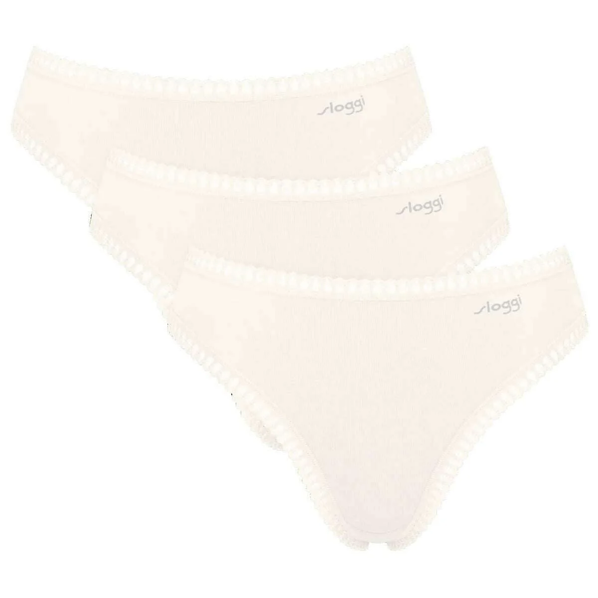 Sloggi 3 Pack GO Crush High Leg Briefs - Silk White