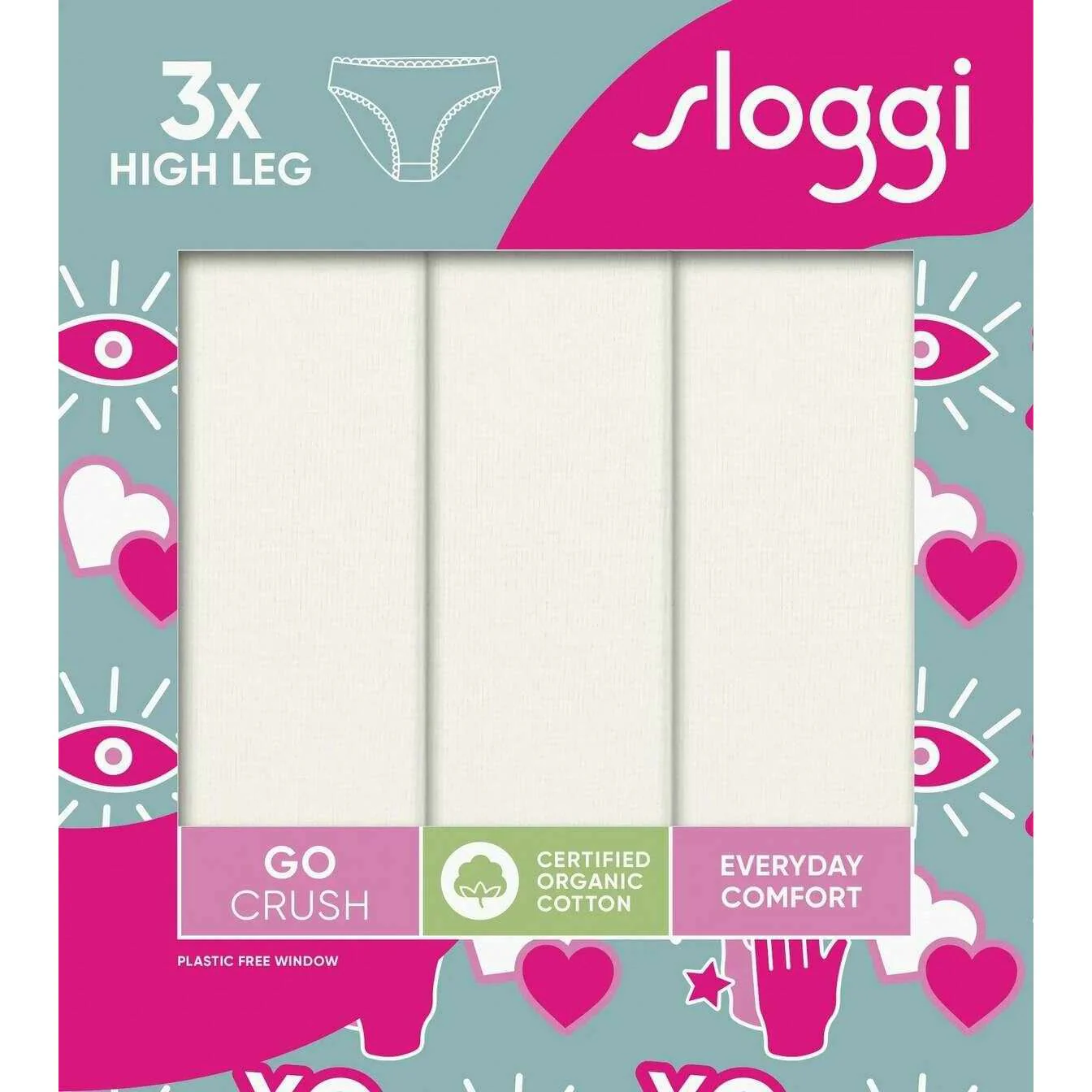 Sloggi 3 Pack GO Crush High Leg Briefs - Silk White - Image 7