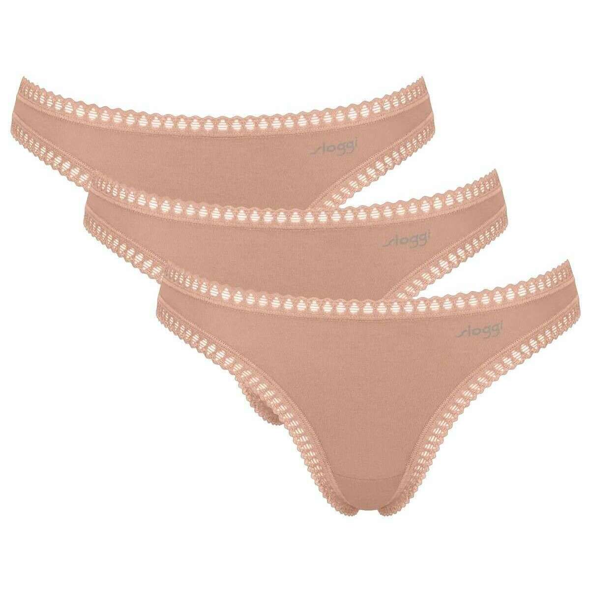 Sloggi 3 Pack GO Crush String Knickers - Cameo Brown