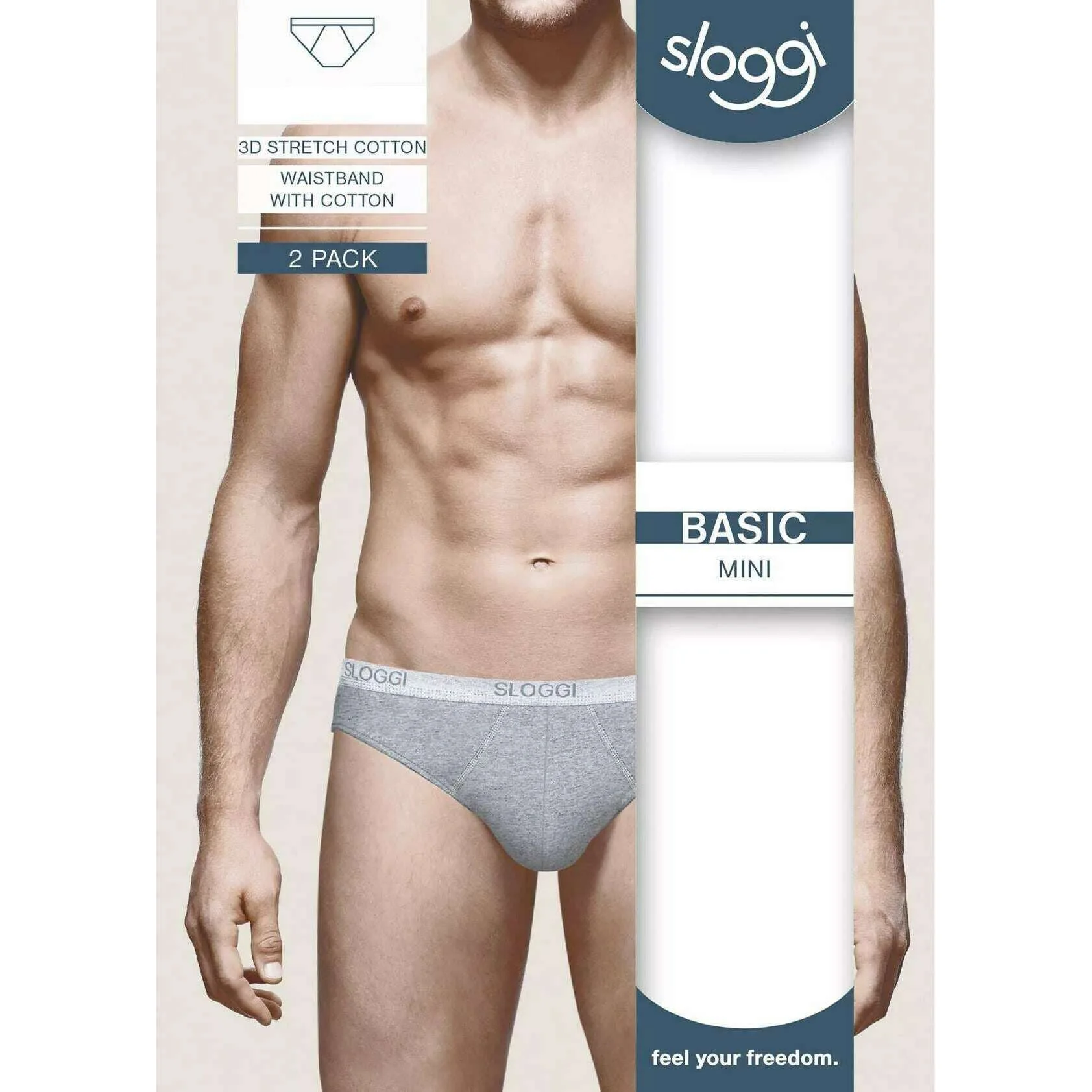 Sloggi Basic 2 Pack Mini Brief - Black Combination Grey - Image 5