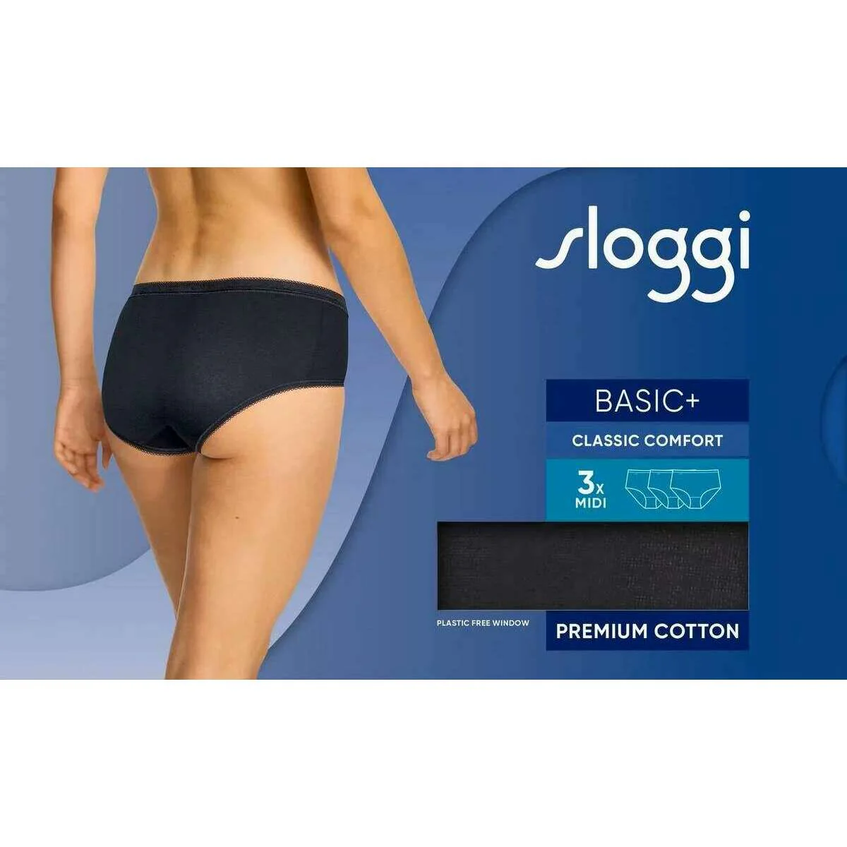 Sloggi Basic+ 3 Pack Midi Knickers - Black - Image 7