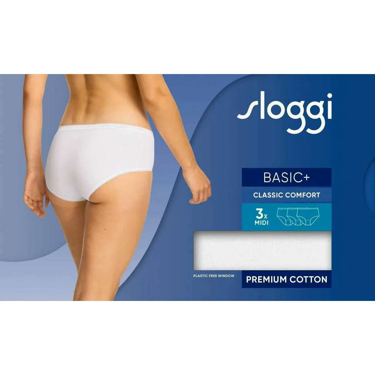 Sloggi Basic+ 3 Pack Midi Knickers - White - Image 7