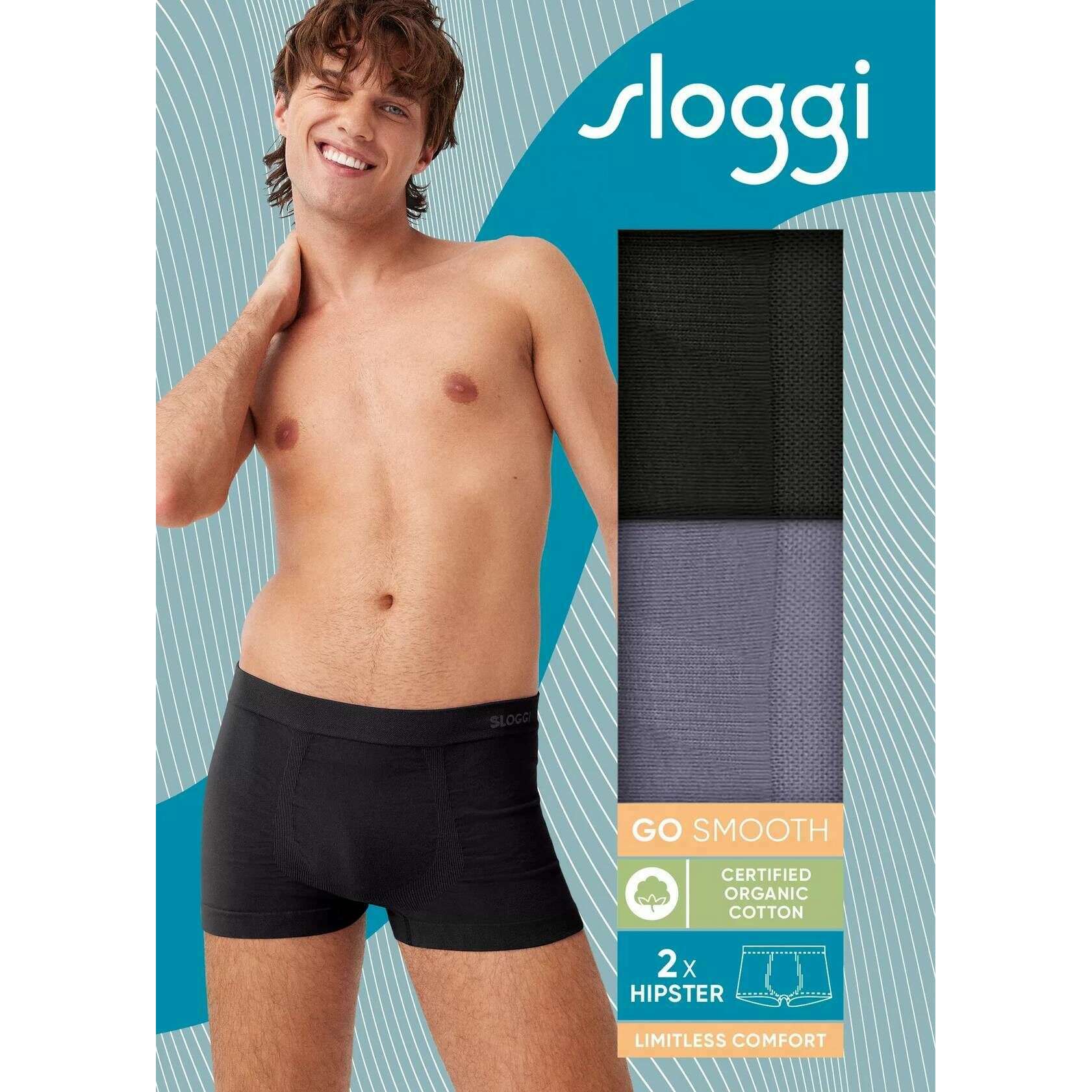 Sloggi GO Smooth 2 Pack Hipster Brief - Black/Grey - Image 7