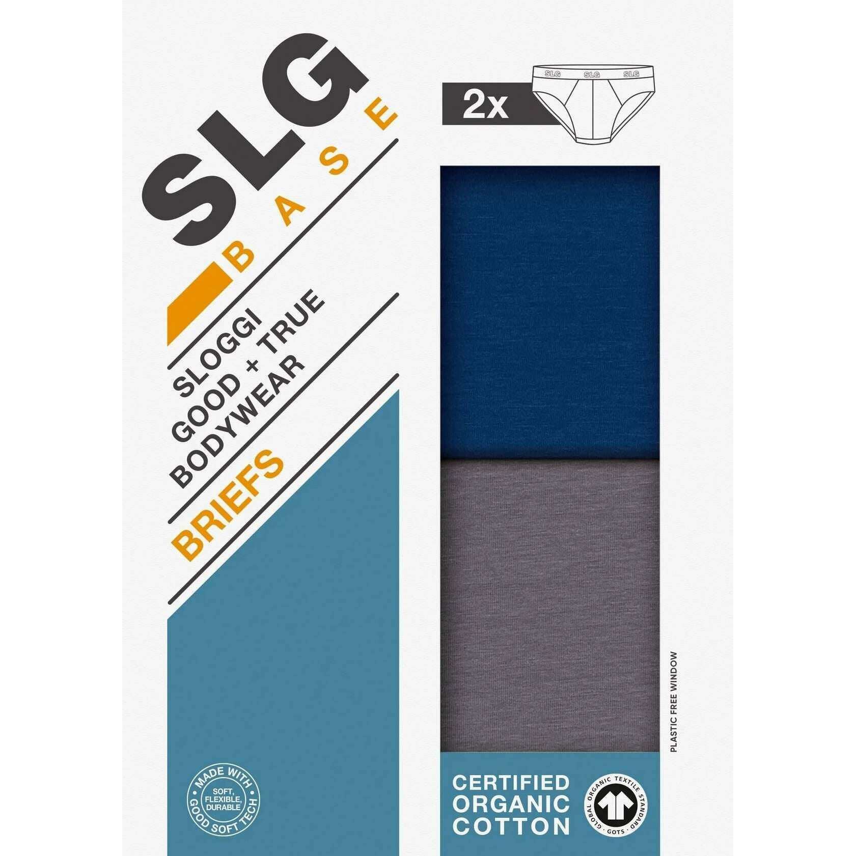 Sloggi SLG Base 2 Pack Midi Brief - Blue/Grey - Image 7