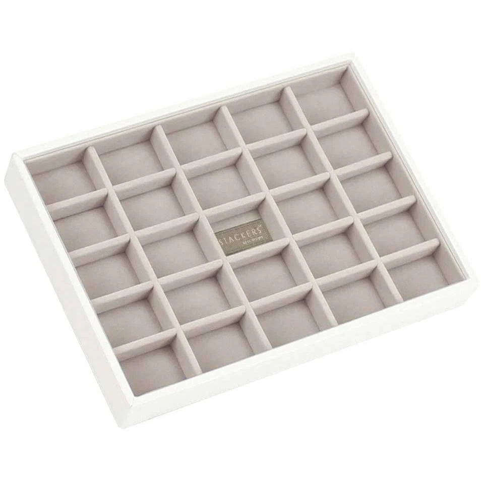 Stackers Classic 25 Section Earrings Box - White/Grey