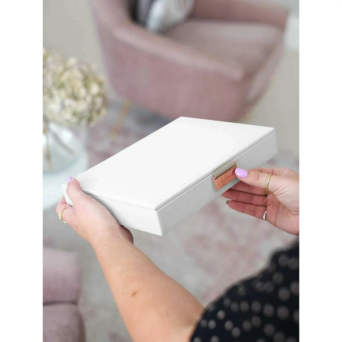 Stackers Classic Bracelet Jewellery Box Lid - White and Rose Gold - Image 2