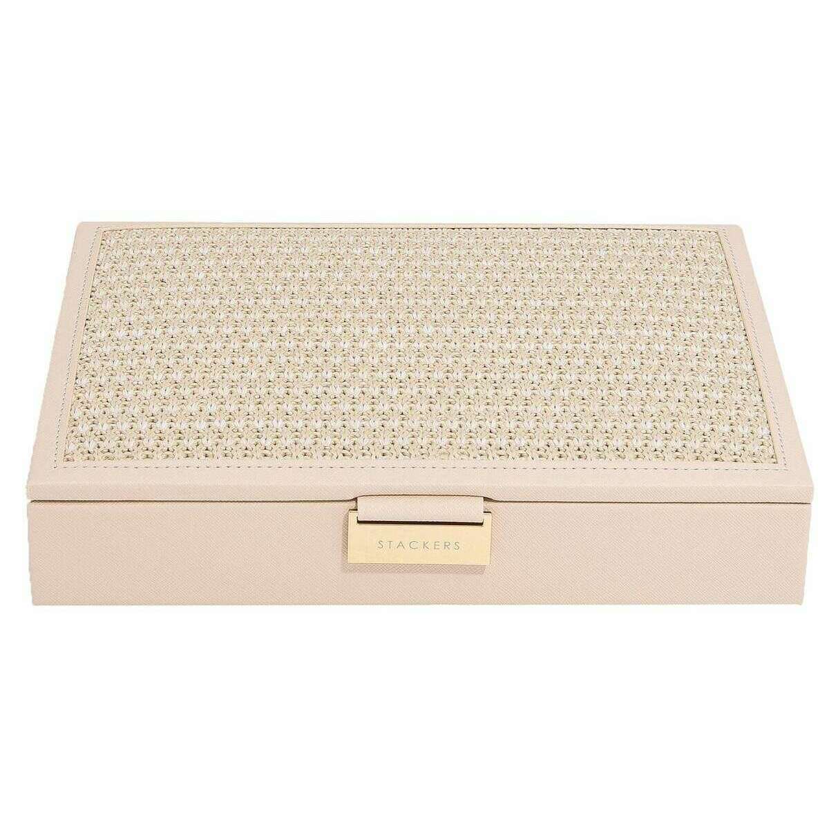 Stackers Classic Jewellery Box Lid - Blush Pink Raffia