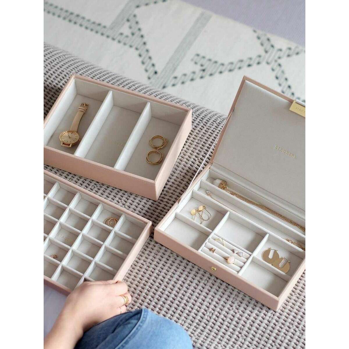 Stackers Classic Jewellery Box set of 3 - Blush/Gold - Image 6