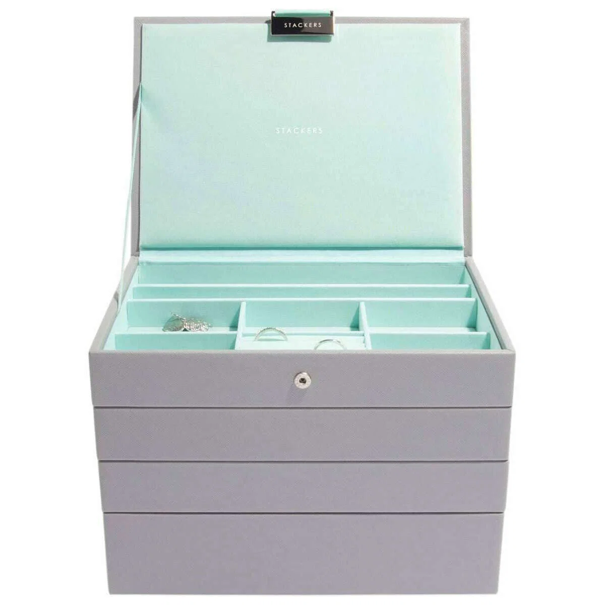 Stackers Classic Jewellery Box set of 4 - Dove Grey/Mint