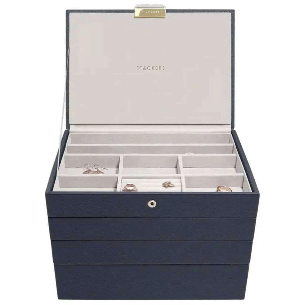 Stackers Classic Jewellery Box set of 4 - Navy Blue