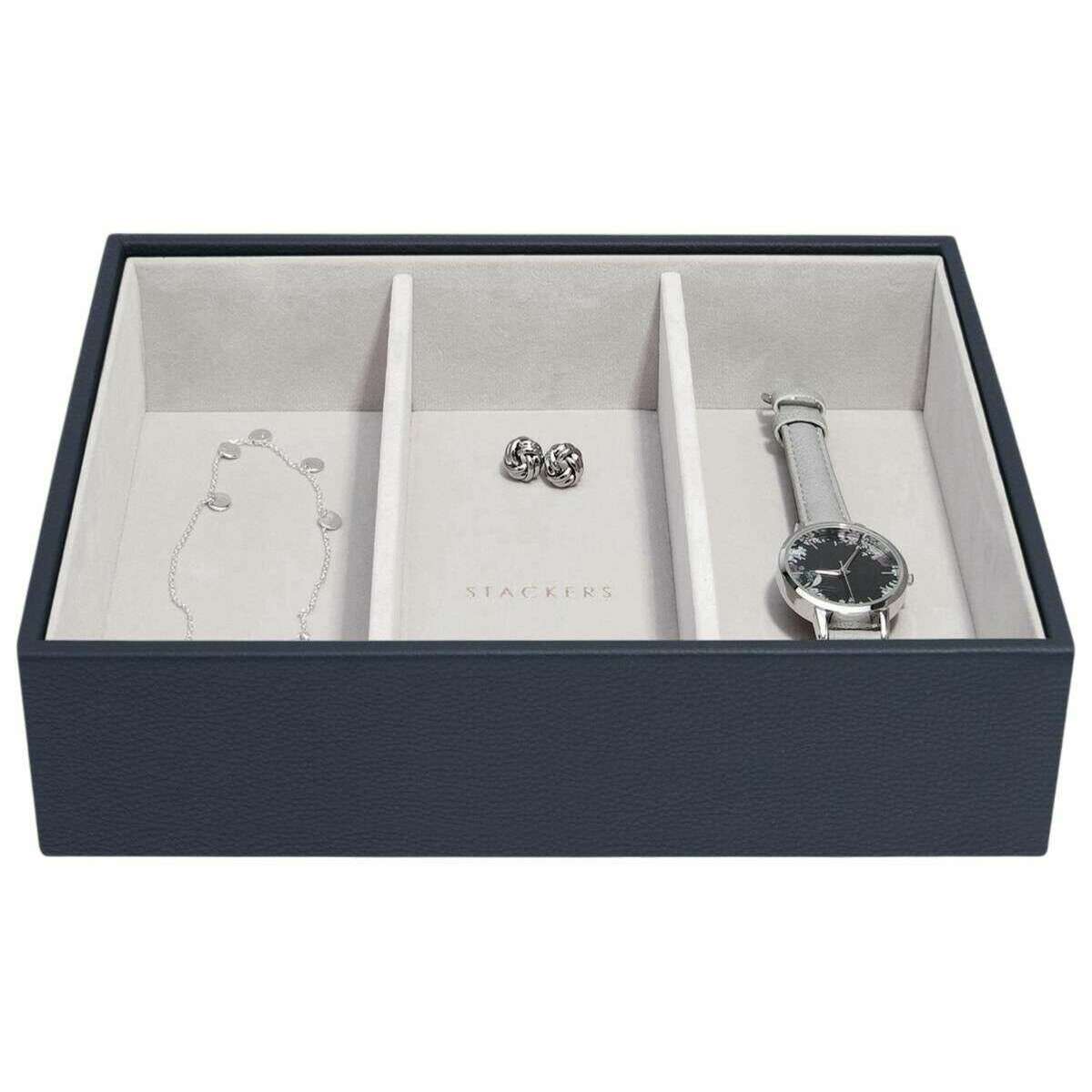 Stackers Classic Jewellery Box set of 4 - Navy Blue - Image 3