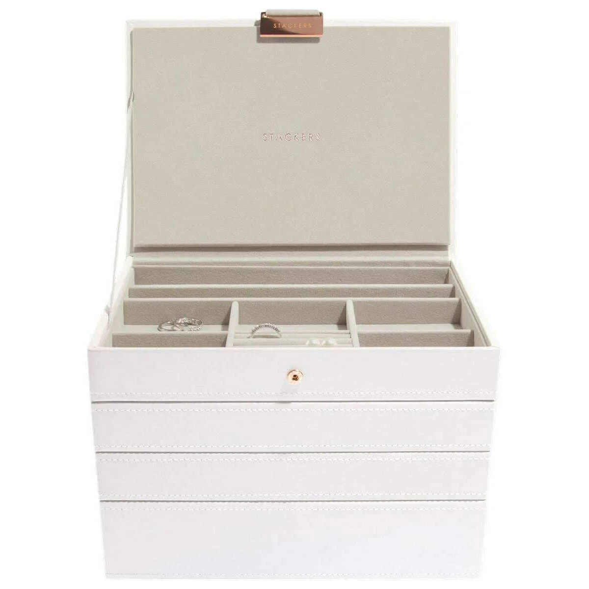 Stackers Classic Jewellery Box set of 4 - White/Rose Gold