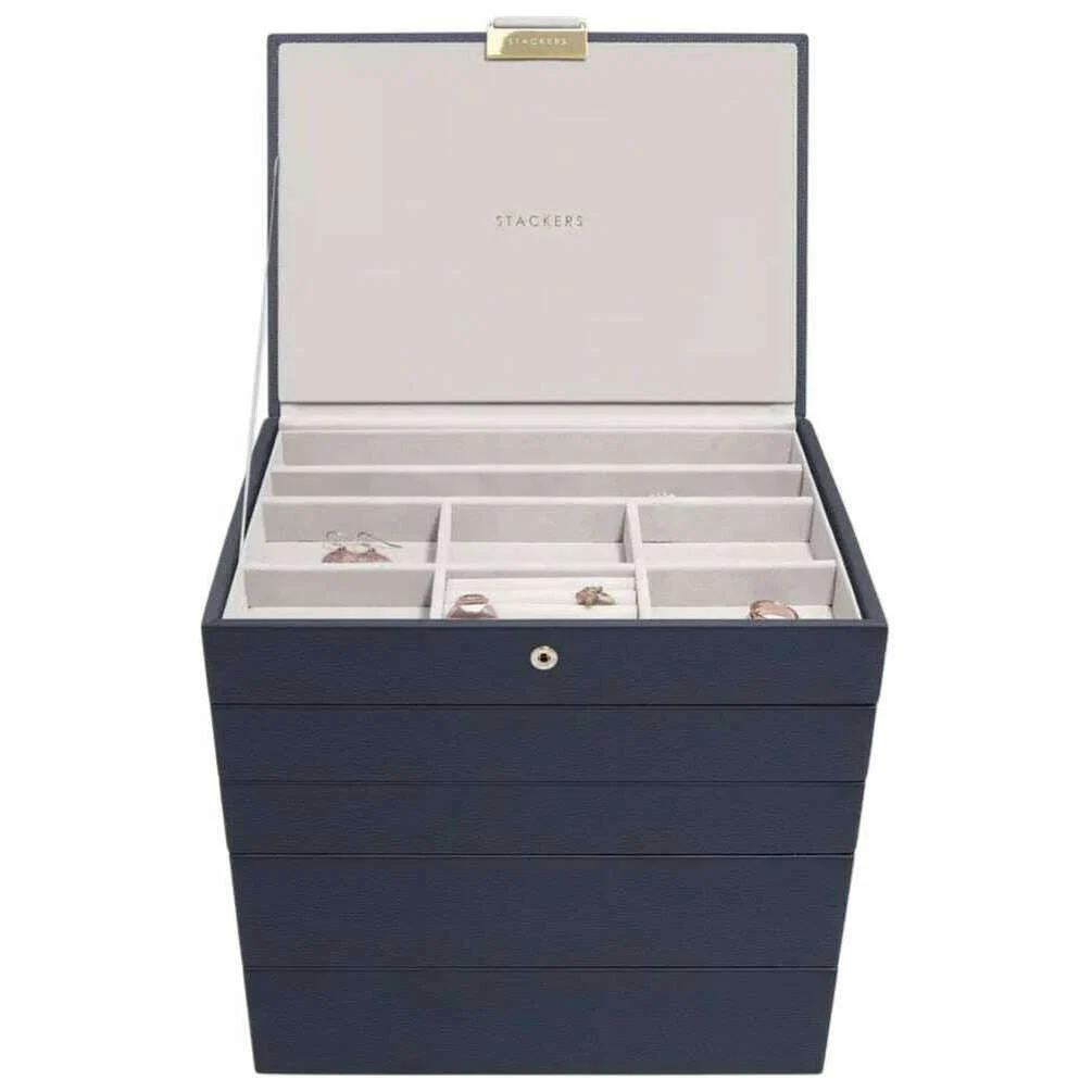 Stackers Classic Jewellery Box set of 5 - Navy Blue
