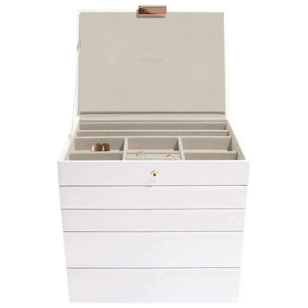 Stackers Classic Jewellery Box set of 5 - White/Rose Gold