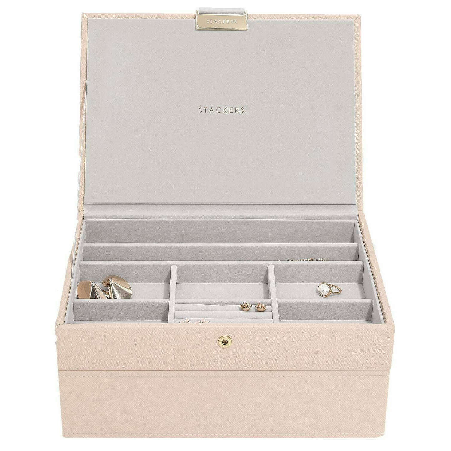 Stackers Classic Set of 2 Jewellery Box - Blush Pink Woven - Image 2