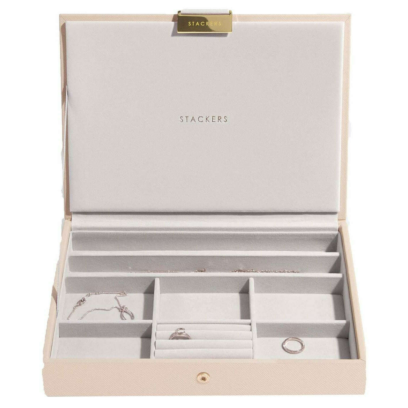 Stackers Classic Set of 2 Jewellery Box - Blush Pink Woven - Image 3