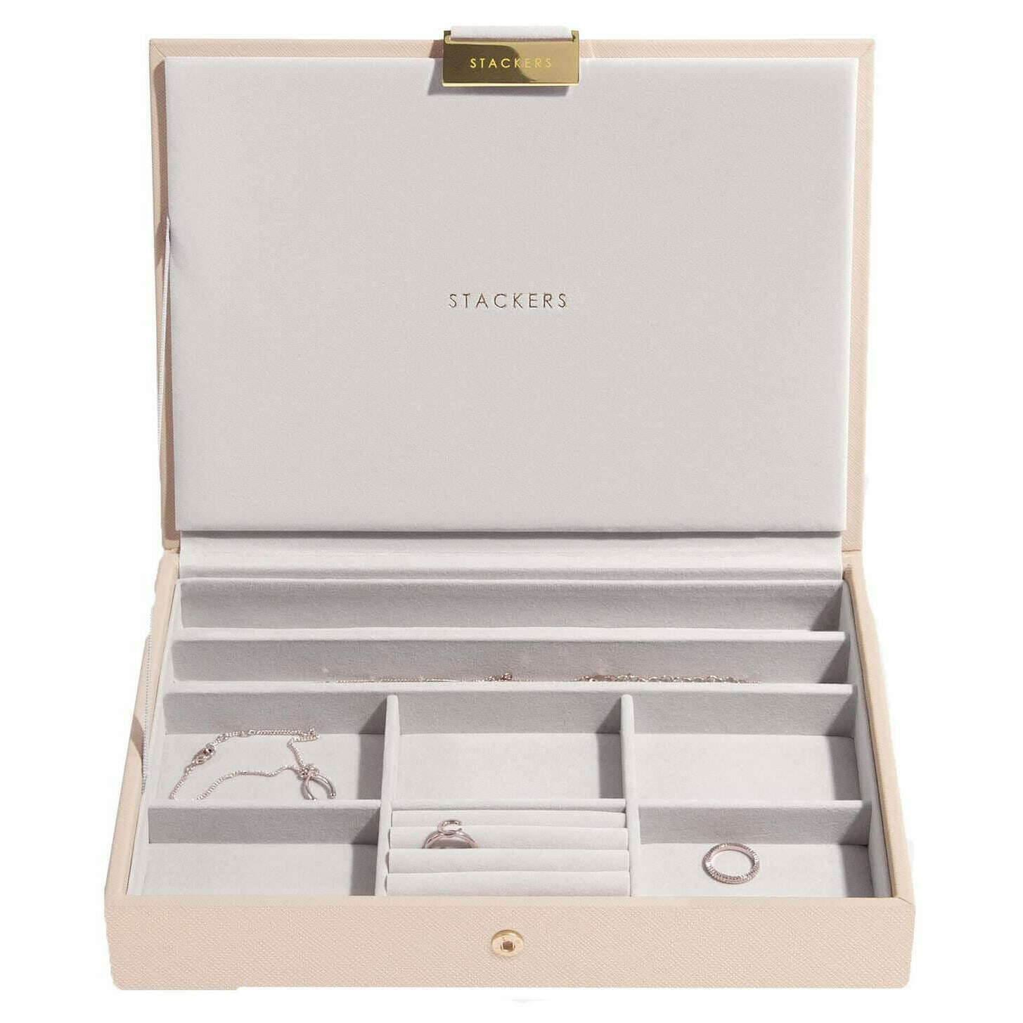 Stackers Classic Set of 3 Jewellery Box - Blush Pink Raffia - Image 3