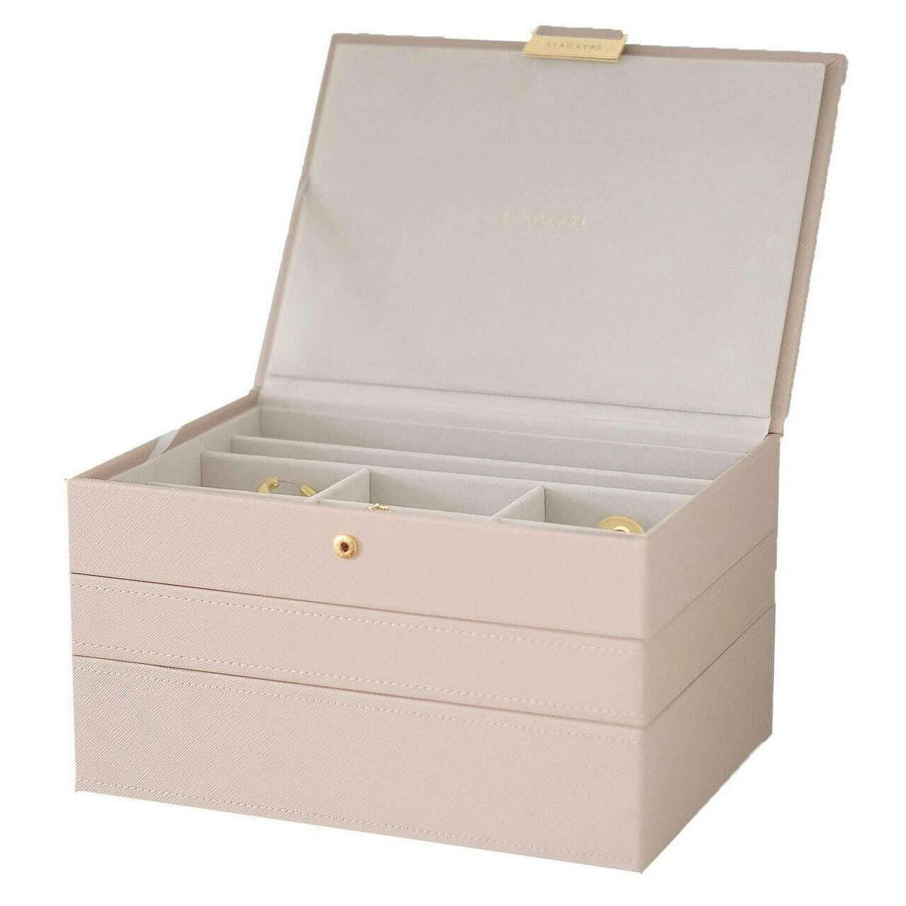 Stackers Classic Set of 3 Jewellery Box - Blush Pink Raffia - Image 6