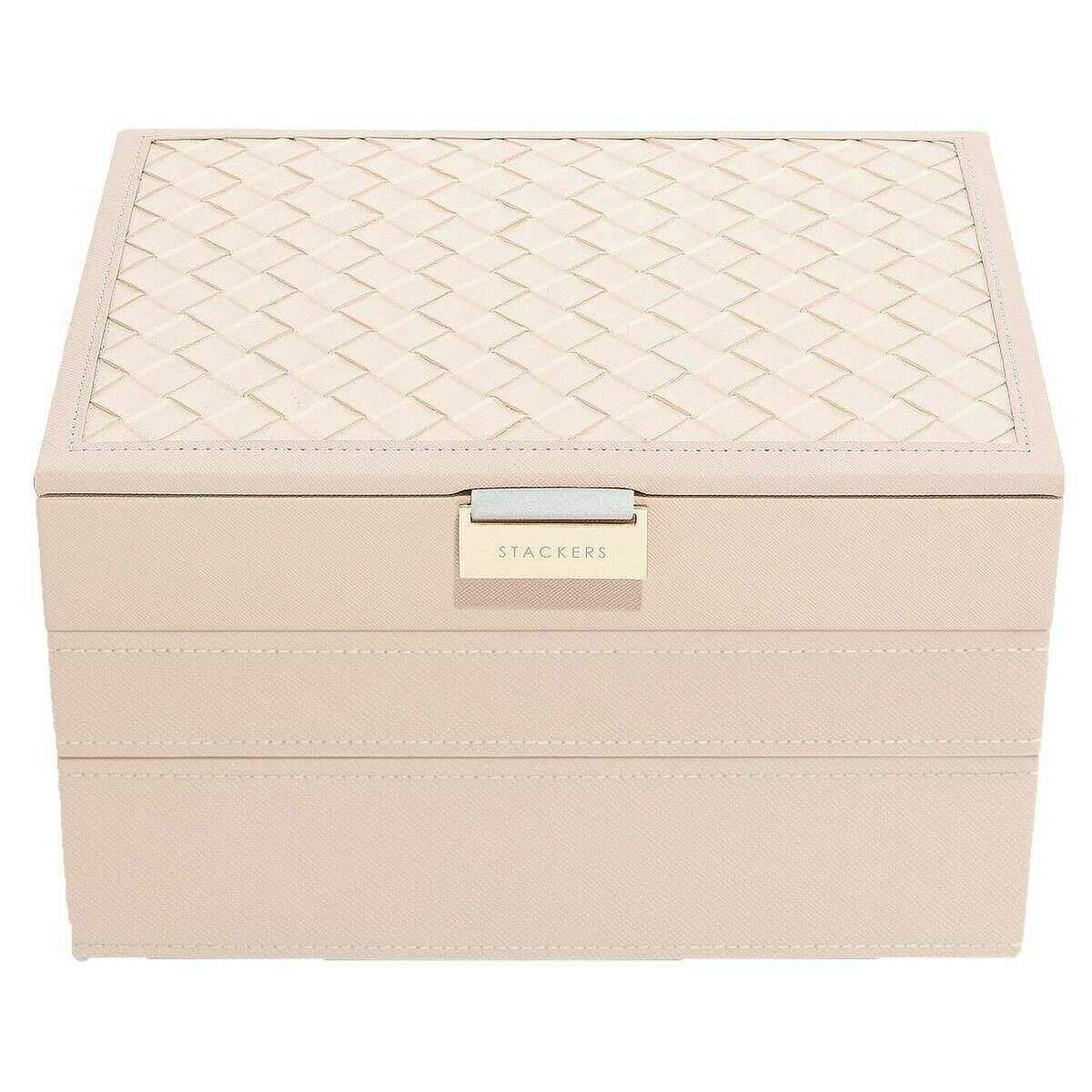 Stackers Classic Set of 3 Jewellery Box - Blush Pink Woven