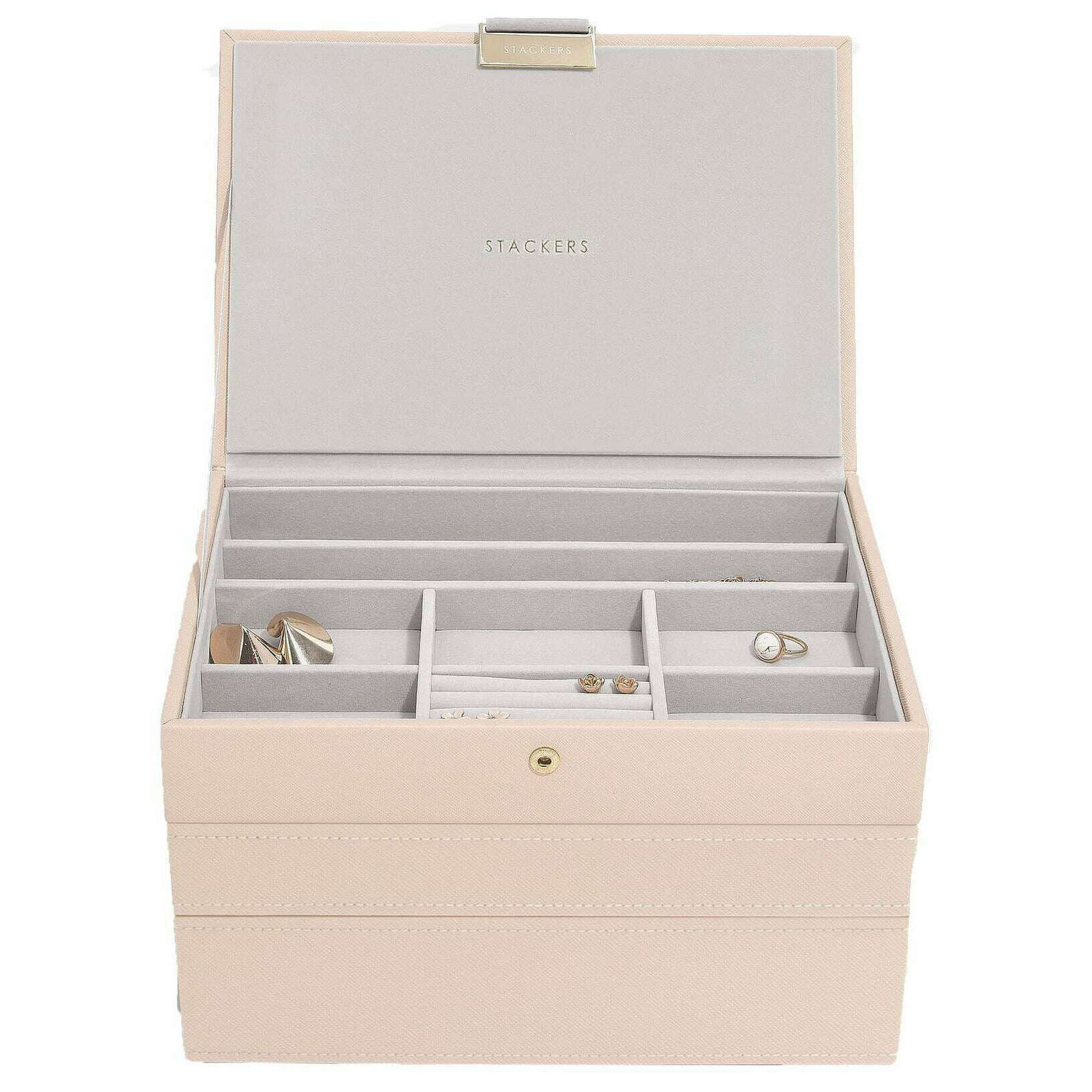 Stackers Classic Set of 3 Jewellery Box - Blush Pink Woven - Image 2
