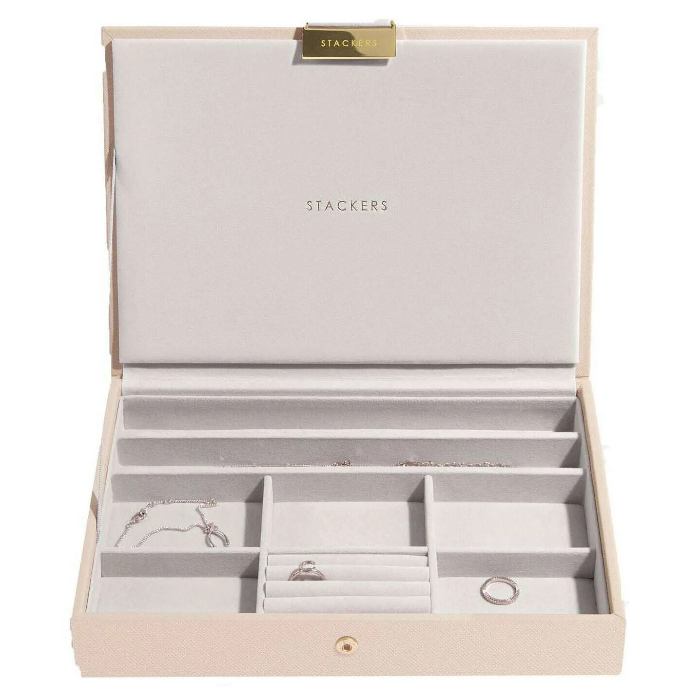 Stackers Classic Set of 3 Jewellery Box - Blush Pink Woven - Image 3