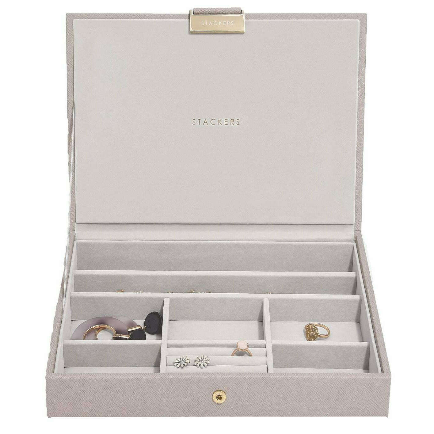 Stackers Classic Set of 3 Jewellery Box - Taupe Raffia - Image 3