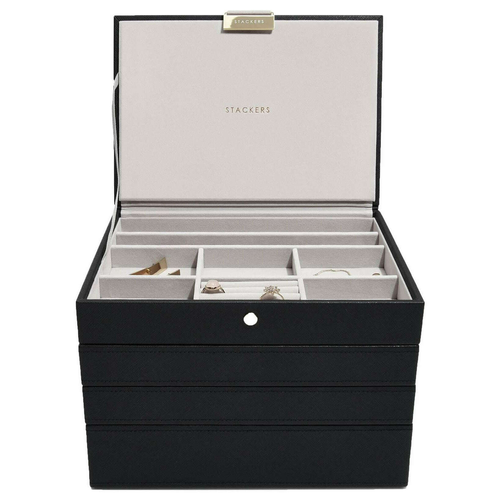 Stackers Classic Set of 4 Jewellery Box - Black Raffia - Image 2