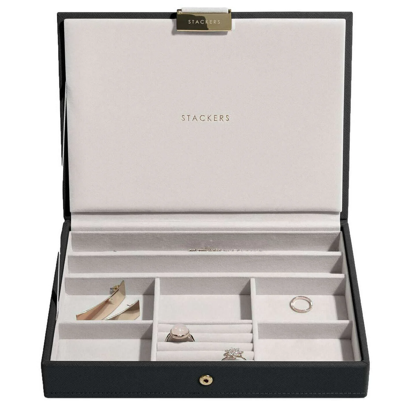 Stackers Classic Set of 4 Jewellery Box - Black Raffia - Image 3