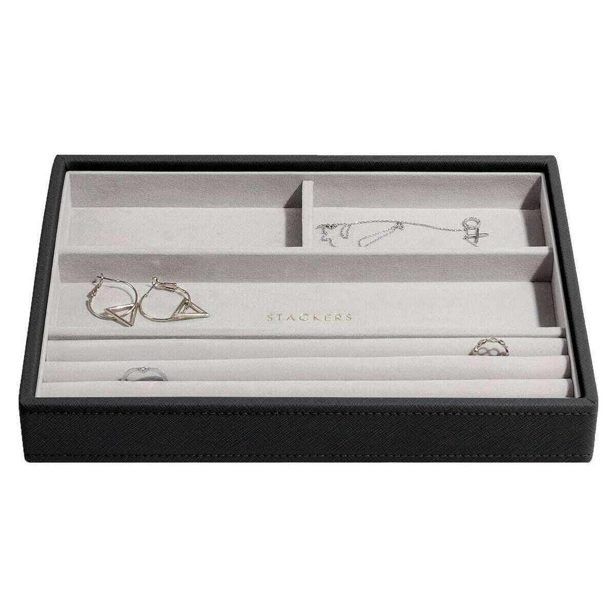 Stackers Classic Set of 4 Jewellery Box - Black Raffia - Image 5
