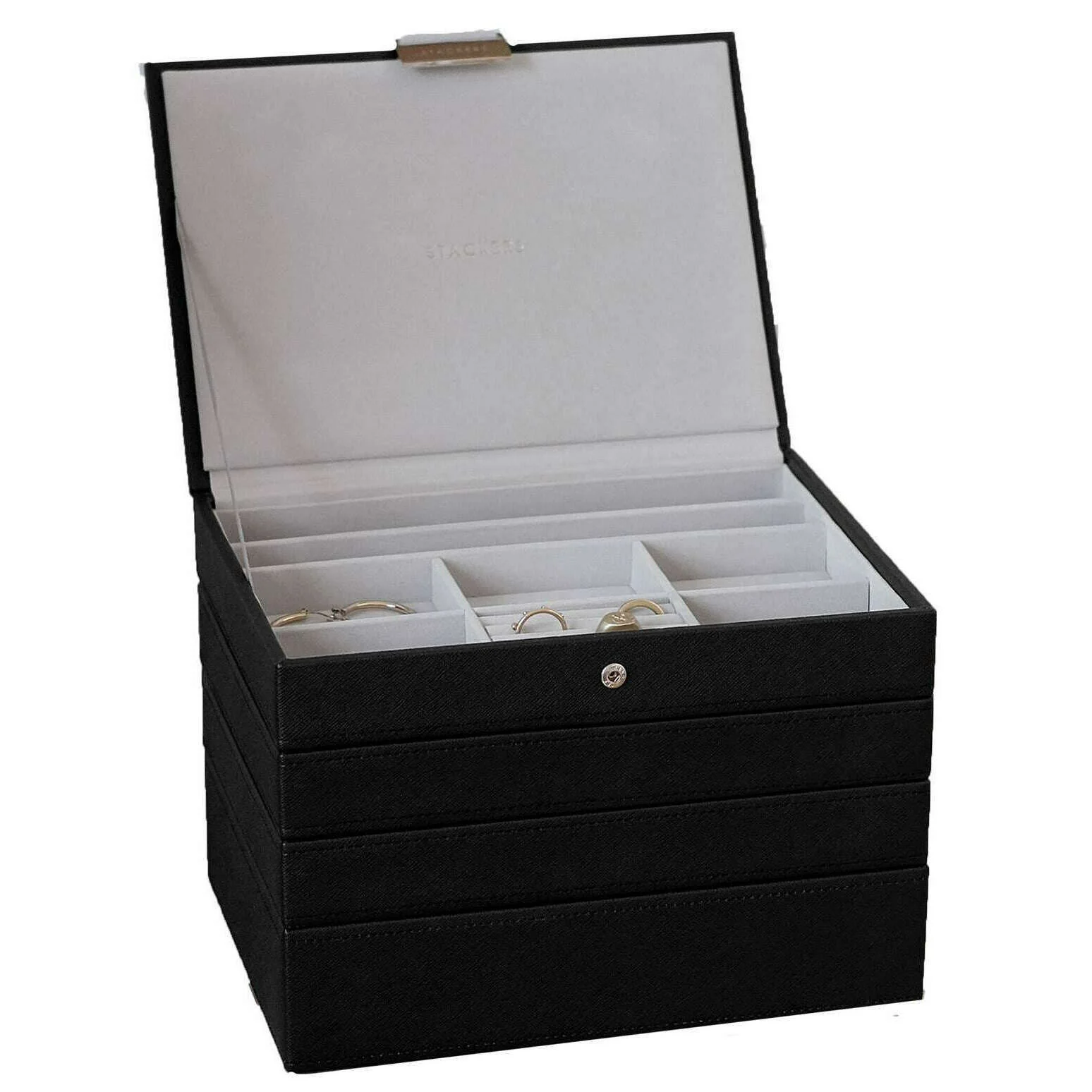 Stackers Classic Set of 4 Jewellery Box - Black Raffia - Image 7