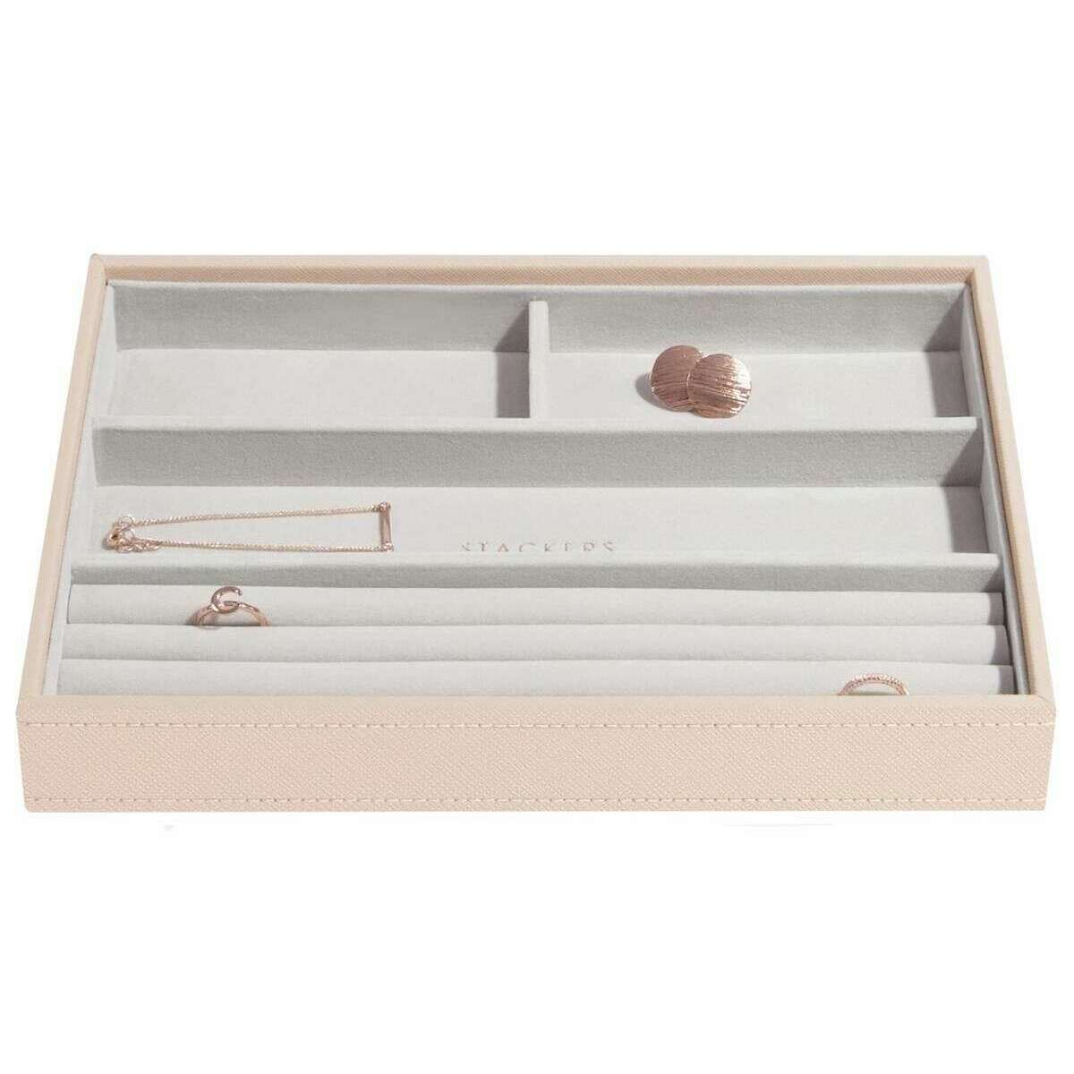 Stackers Classic Set of 4 Jewellery Box - Blush Pink Raffia - Image 5