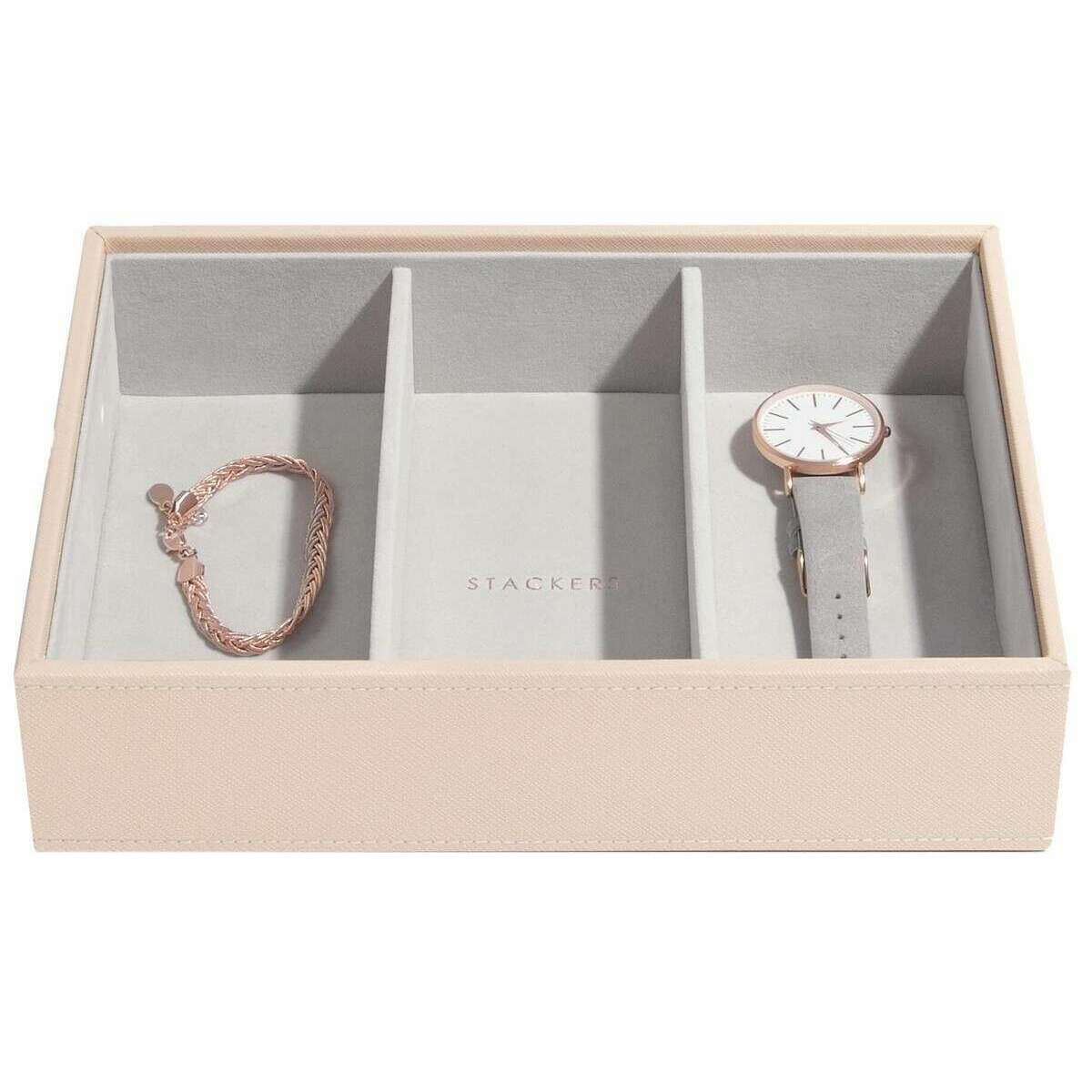Stackers Classic Set of 4 Jewellery Box - Blush Pink Raffia - Image 6