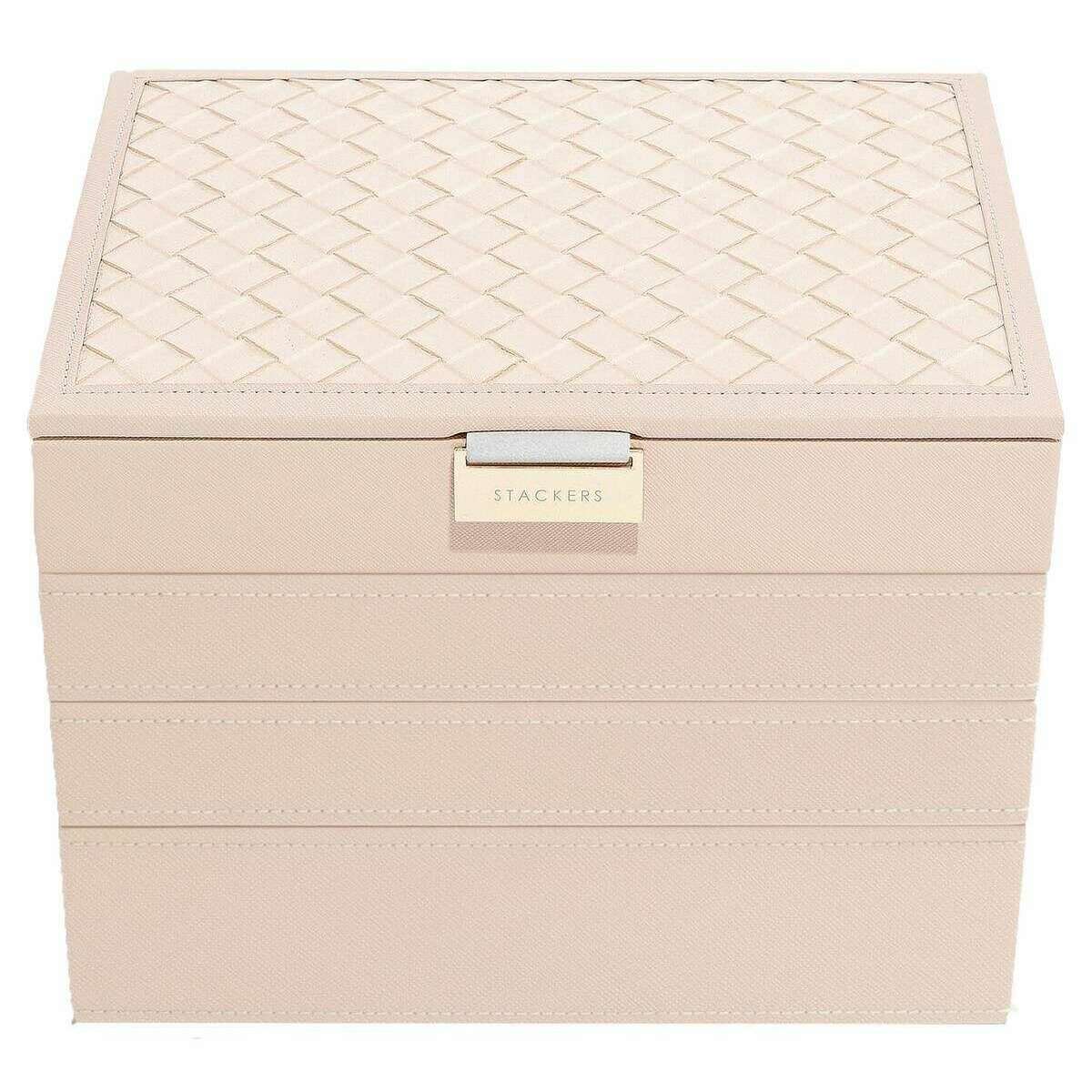 Stackers Classic Set of 4 Jewellery Box - Blush Pink Woven