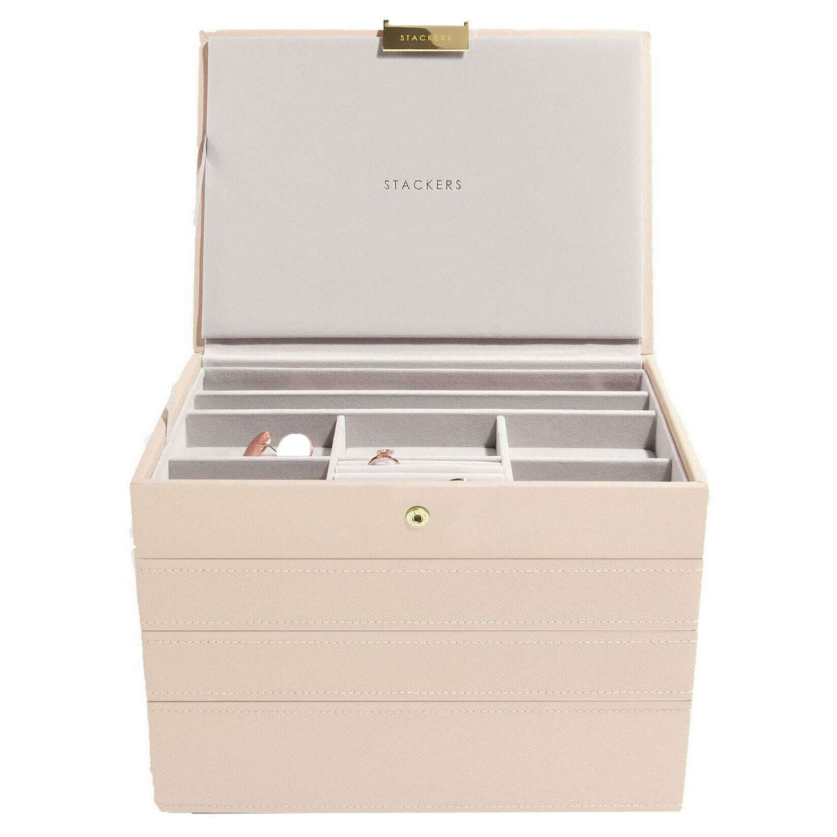 Stackers Classic Set of 4 Jewellery Box - Blush Pink Woven - Image 2