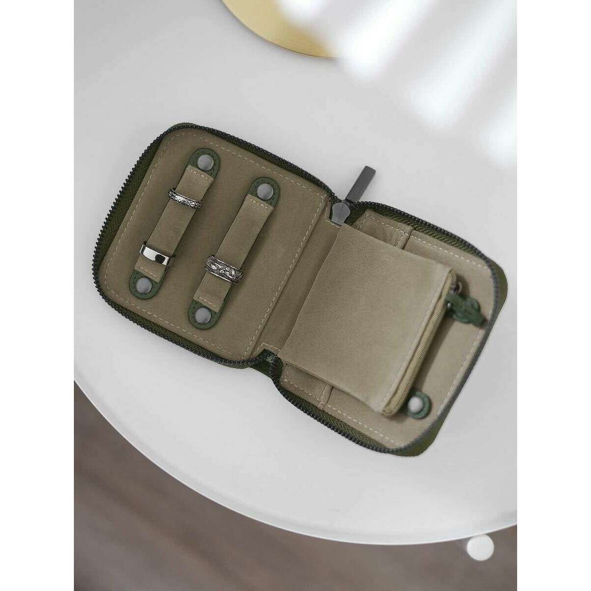 Stackers Compact Jewellery Roll - Olive Green - Image 4