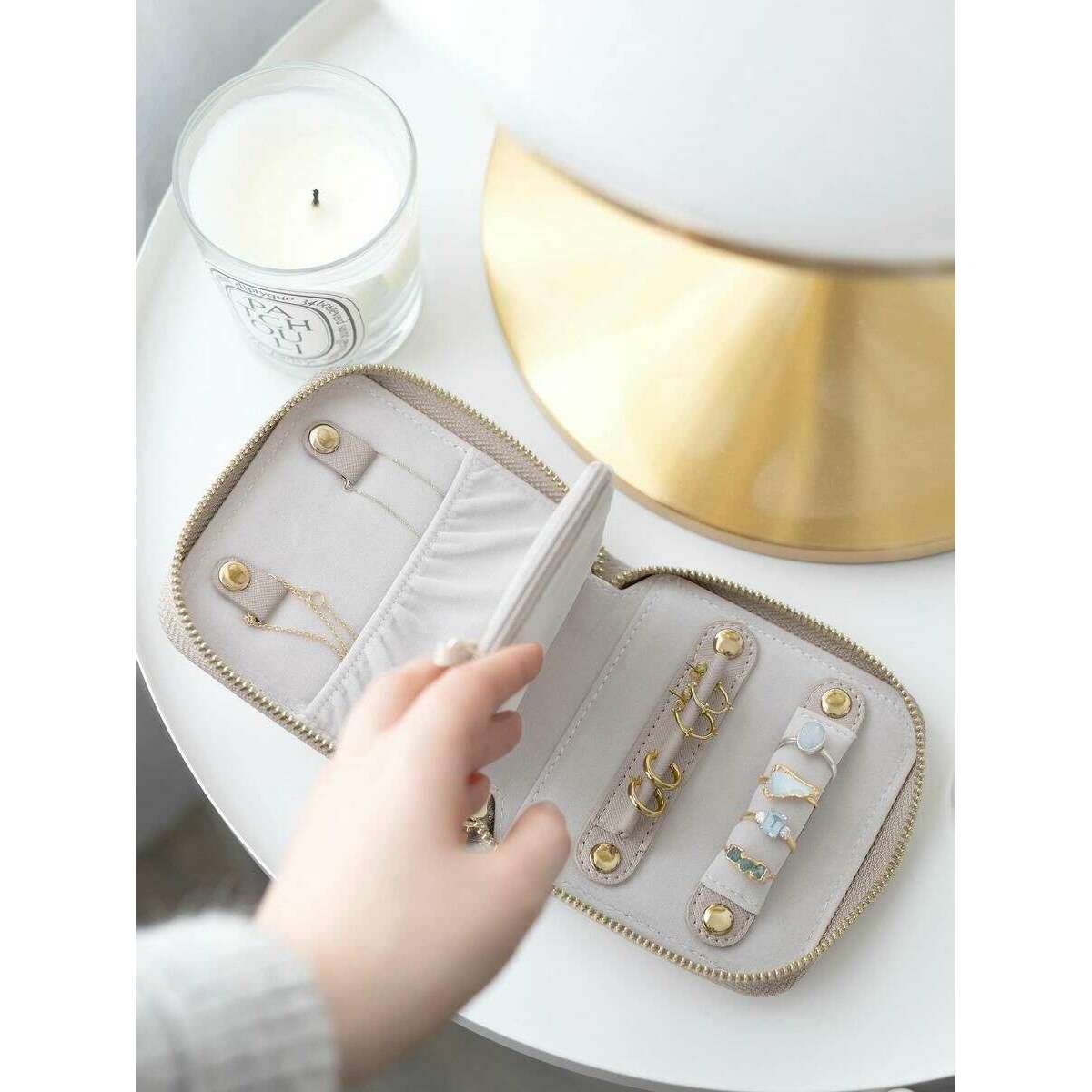 Stackers Compact Jewellery Roll - Taupe Beige - Image 4