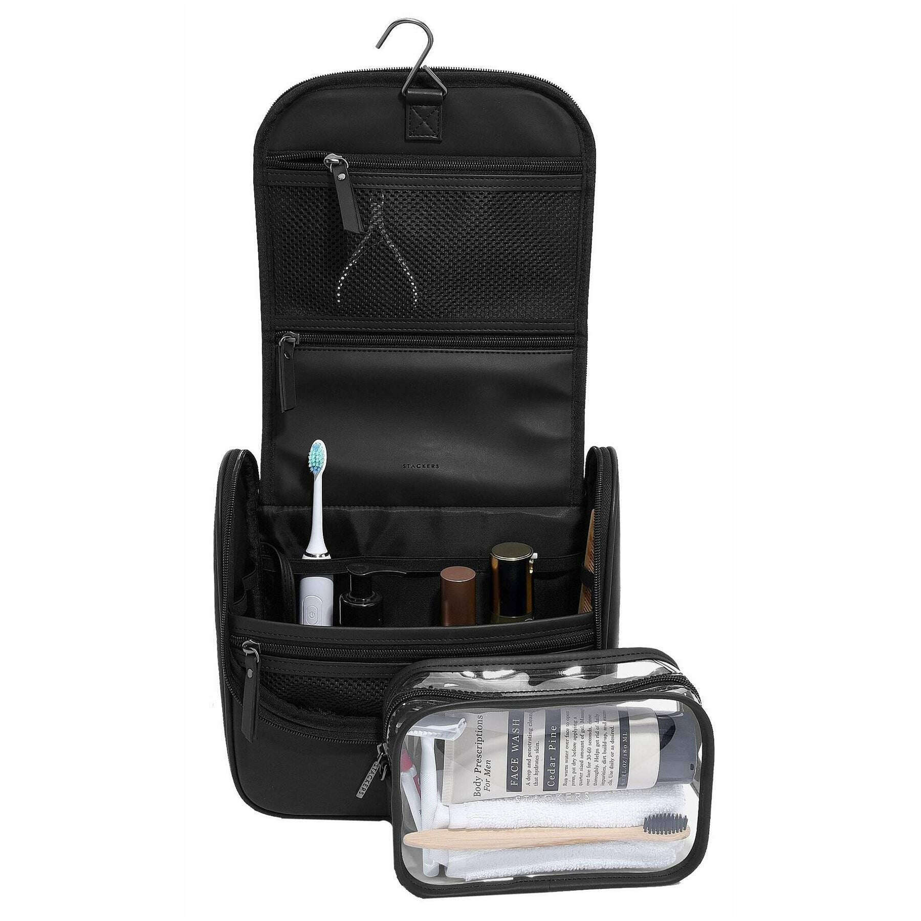 Stackers Fluted Hanging Wash Bag - Black - Image 4