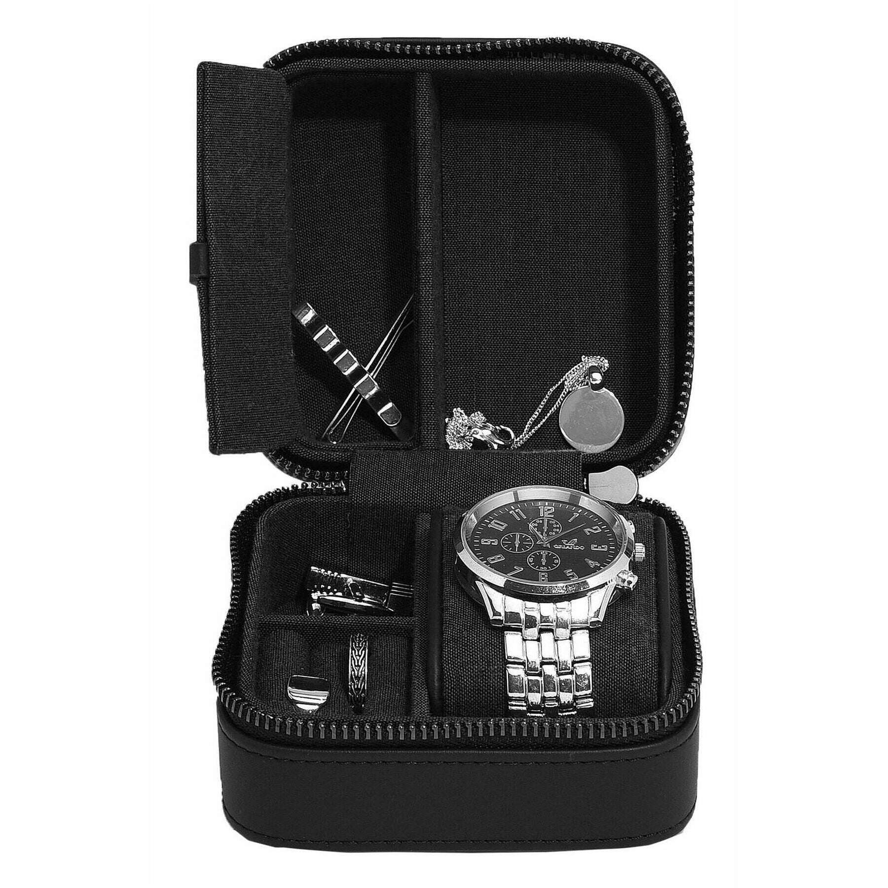 Stackers Fluted Watch and Jewellery Box - Black