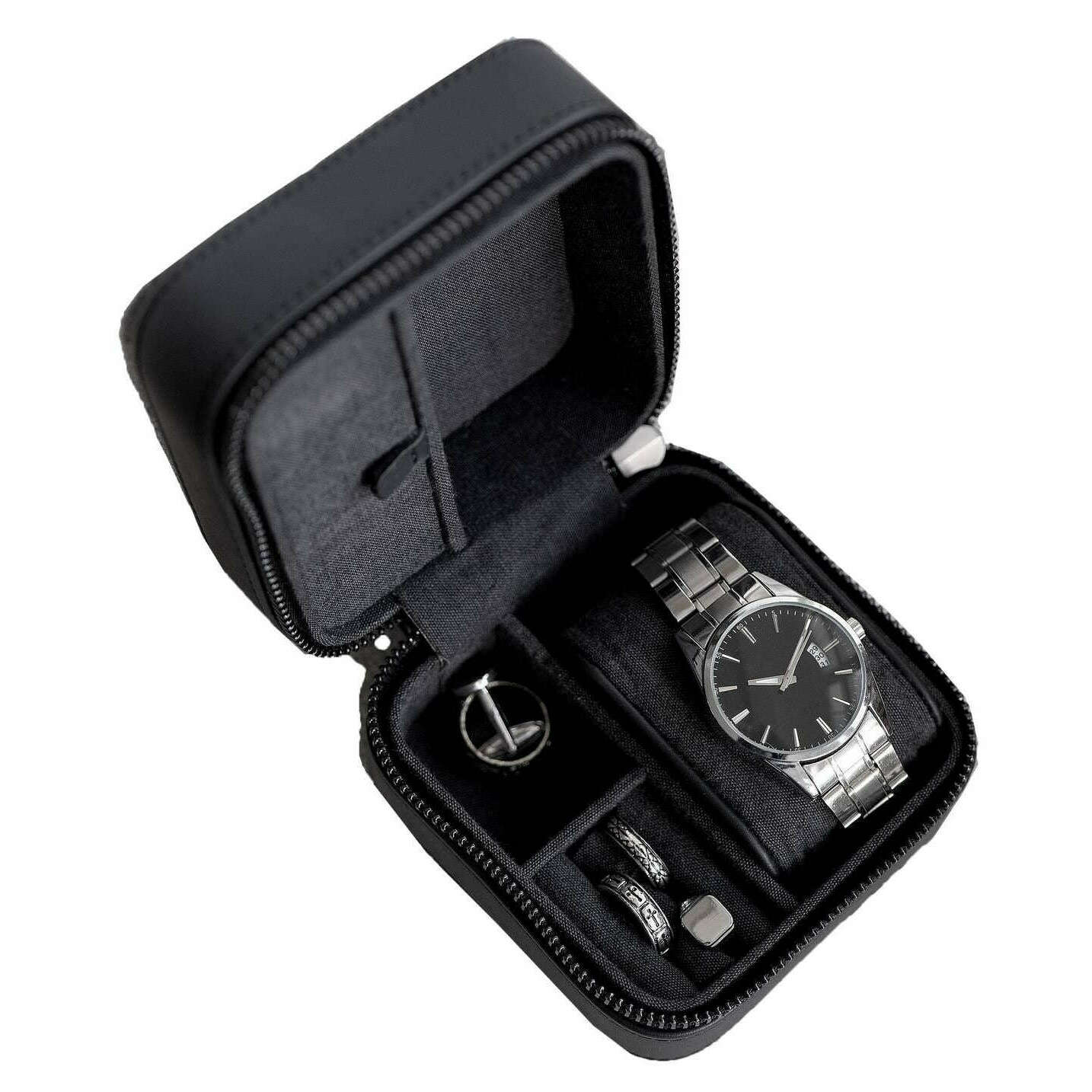 Stackers Fluted Watch and Jewellery Box - Black - Image 3